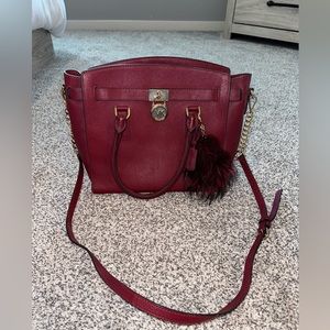 Michael Kors Red/Burgundy Bag with matching Pouf